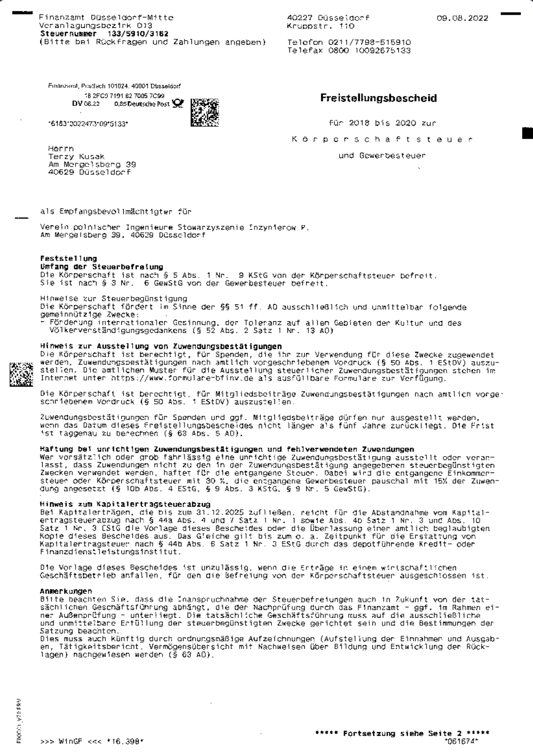 Freistellungsbescheid2022